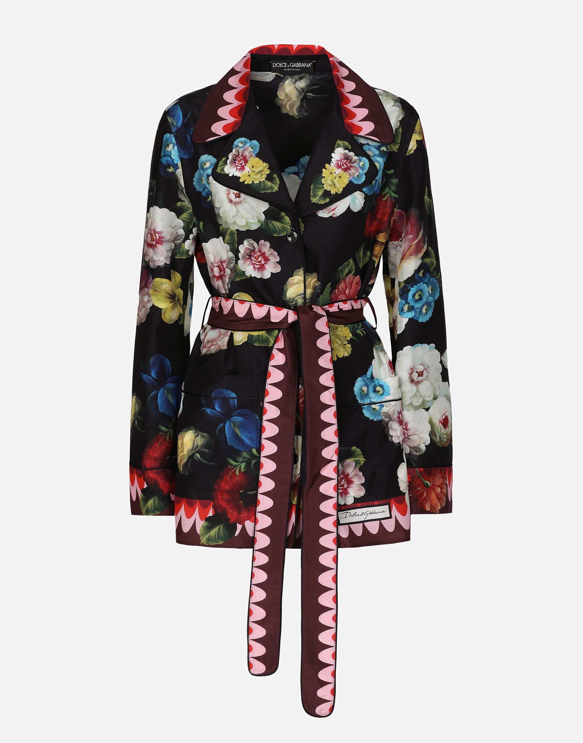 Dolce & Gabbana Chemise de pyjama en sergé à imprimé fleur nocturne Imprimé F5Q08THS5Q0
