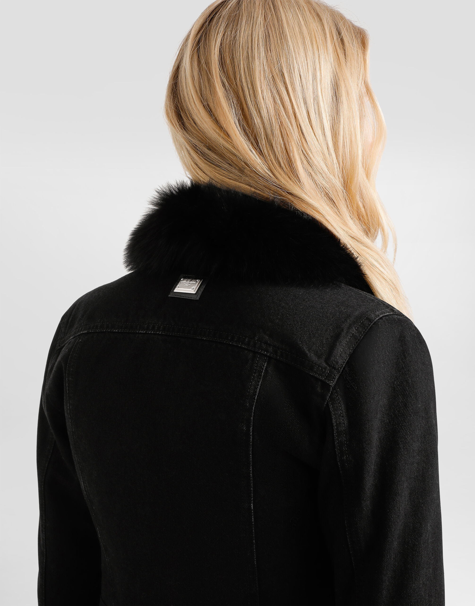 Denim jacket lined with fur in Multicolor for Women