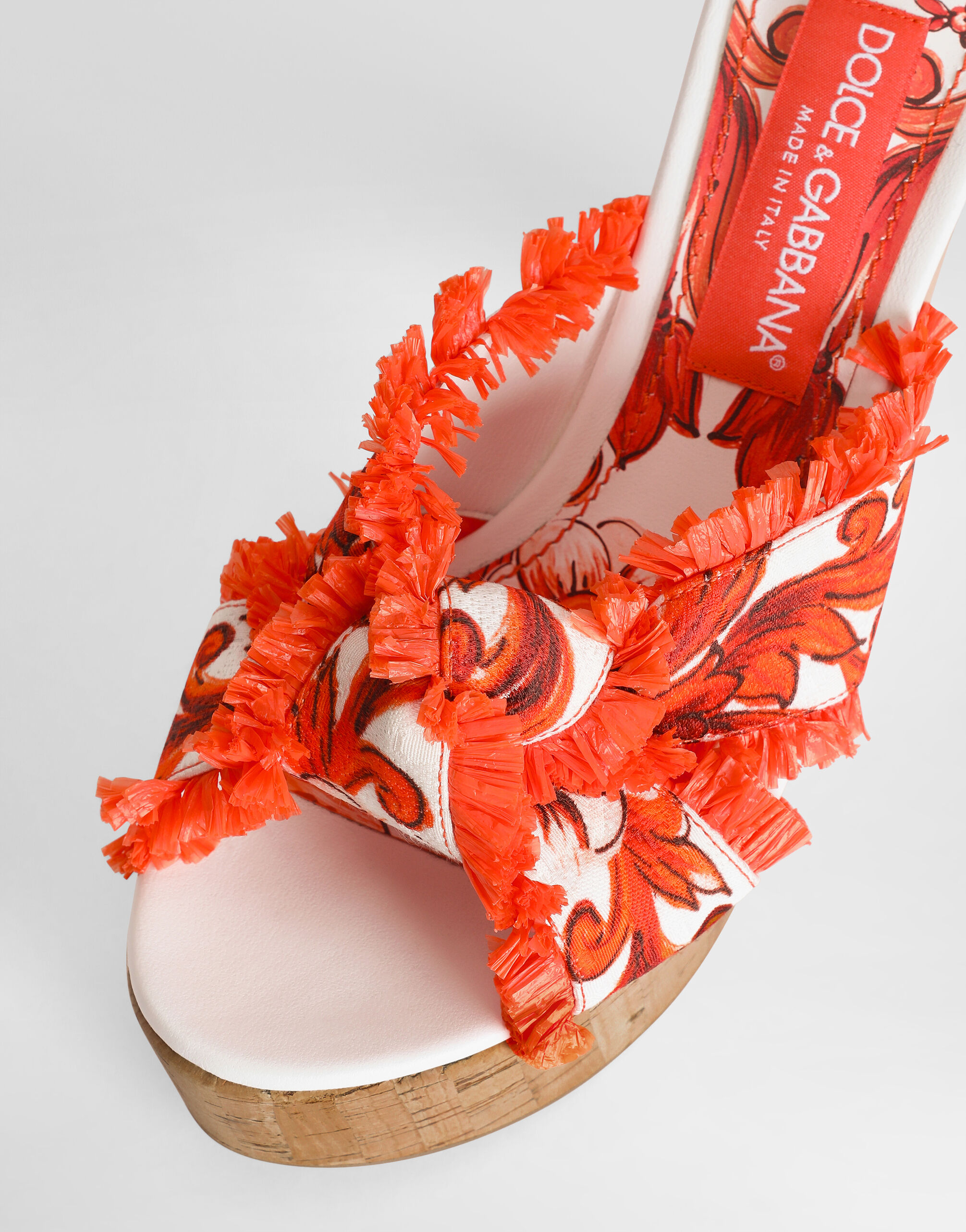 Majolica-print brocade clog sandals in Multicolor for Women