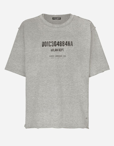 Dolce&Gabbana Футболка из хлопкового интерлока с принтом логотипа серый G8RF4TG7K0C