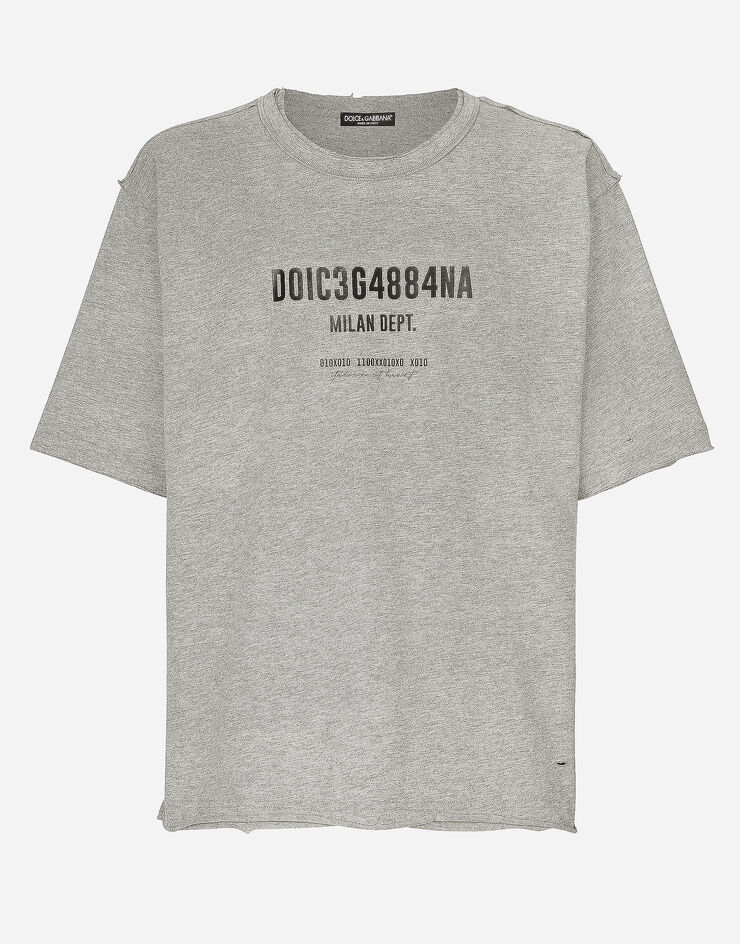 Dolce&Gabbana 徽标印花棉质双面布 T 恤 灰 G8RF4TG7K0C