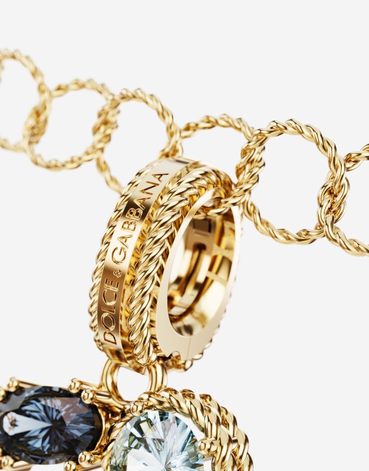 Dolce & Gabbana Подвеска в форме буквы O Rainbow alphabet из желтого золота 18 карат с разноцветными камнями ЗОЛОТОЙ WANR1GWMIXO