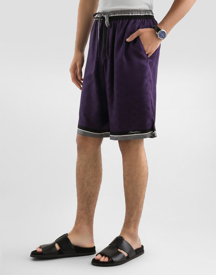 Dolce & Gabbana Logo and stripe-print vanity twill bermuda shorts Dolce & Gabbana Logo and stripe-print vanity twill bermuda shorts Multicolor GV37ATHI11S
