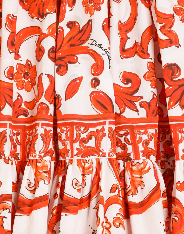 Dolce & Gabbana Majolica-print poplin skirt Multicolor L56I02G7P4J