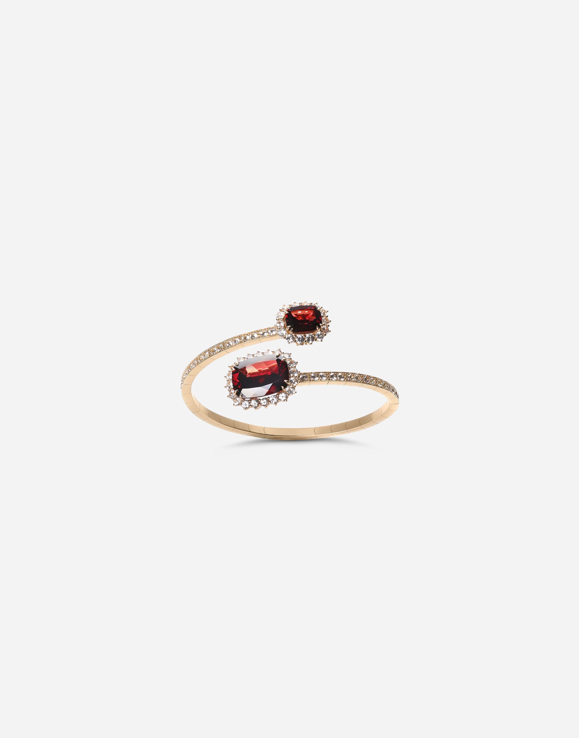 Dolce & Gabbana Heritage yellow gold bracelet with rodolith garnet and colourless sapphire Black WWJS1SXR00S