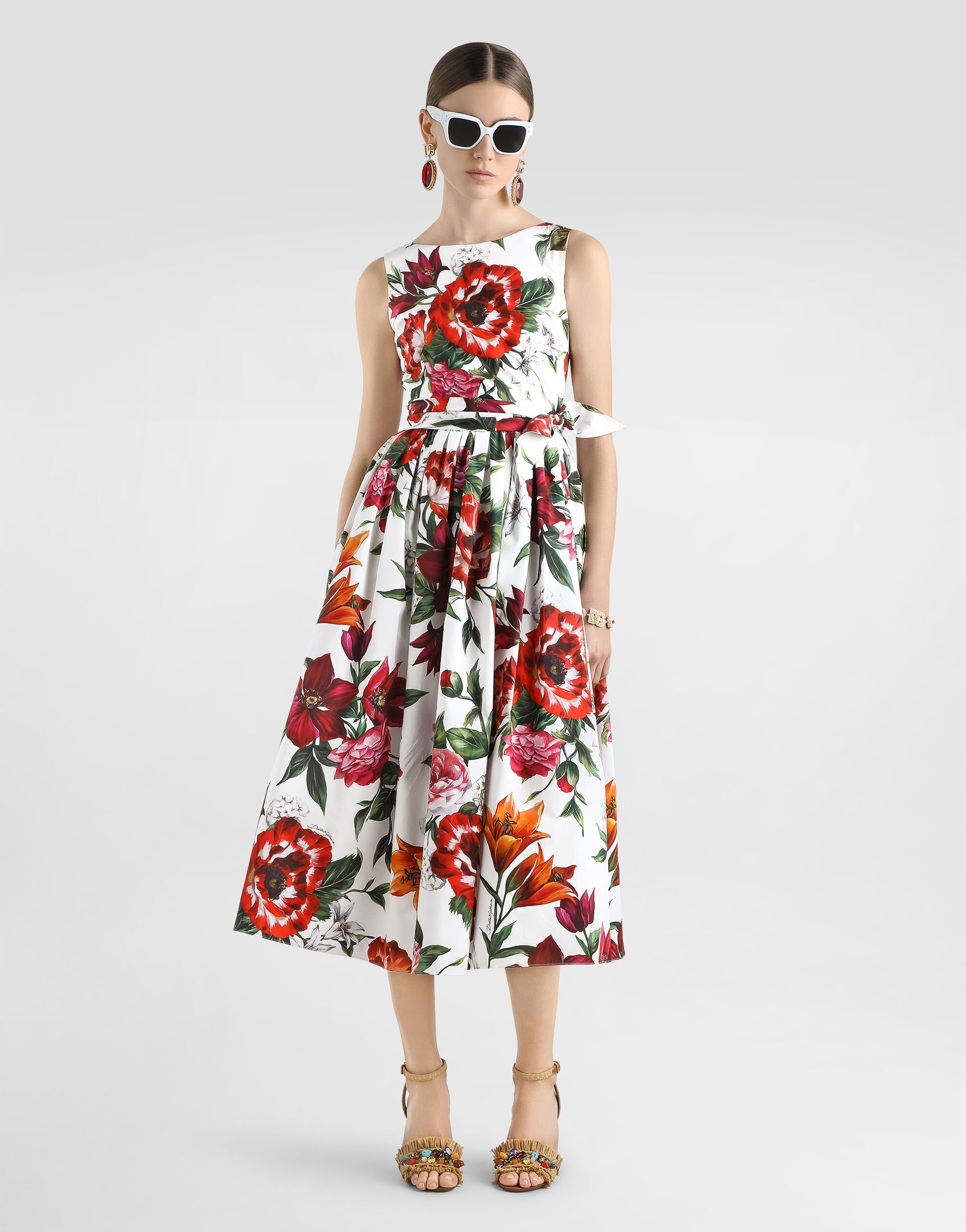 【関税＆送料込み】Dolce & Gabbana Floral Printed Dress Flower-print sleeveless poplin dress in Print for Women