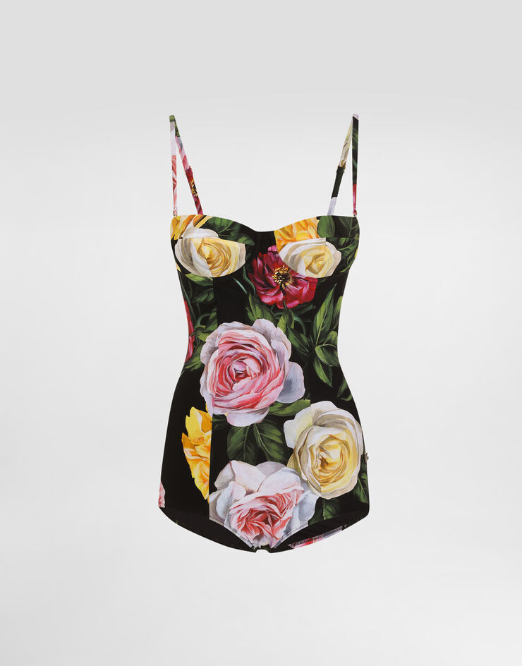 Dolce & Gabbana مايوه من قطعة واحدة بطبعة زهرة الفاوانيا ووردة مطبعة O9A13JFSG9R