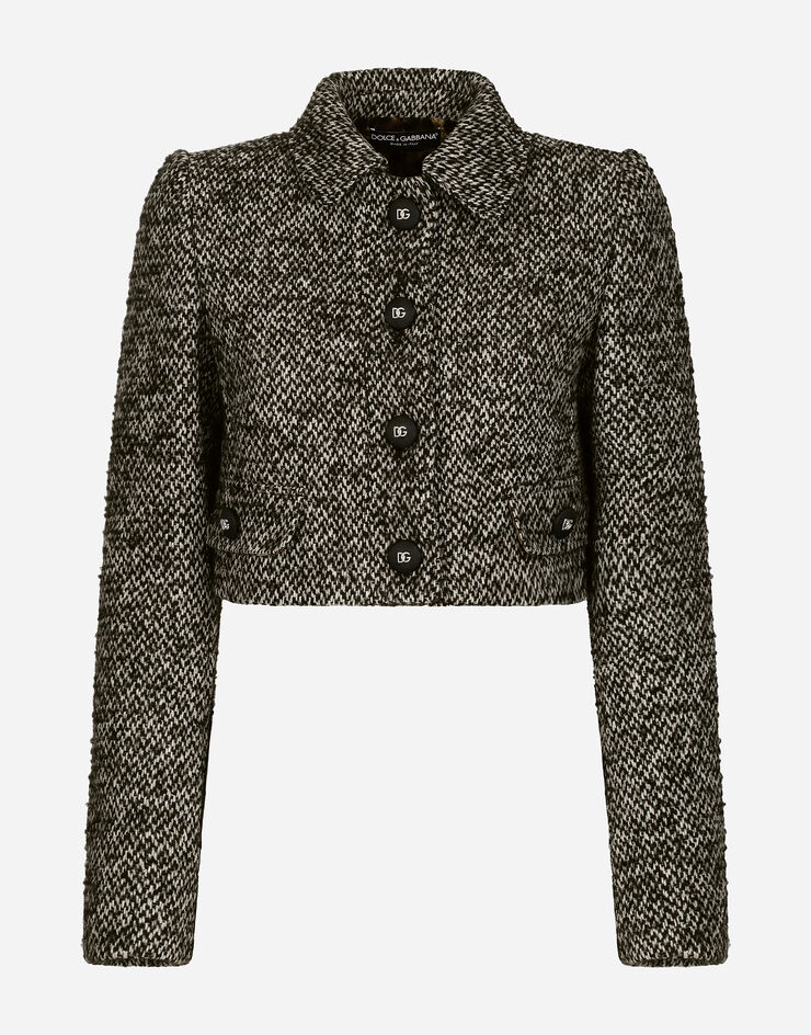 Dolce & Gabbana Veste courte en tweed sel et poivre Multicolore F26K6TFMMHC