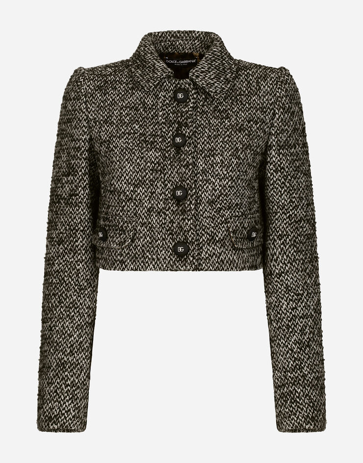 Dolce & Gabbana Cropped speckled tweed jacket Multicolor F26K6TFMMHC