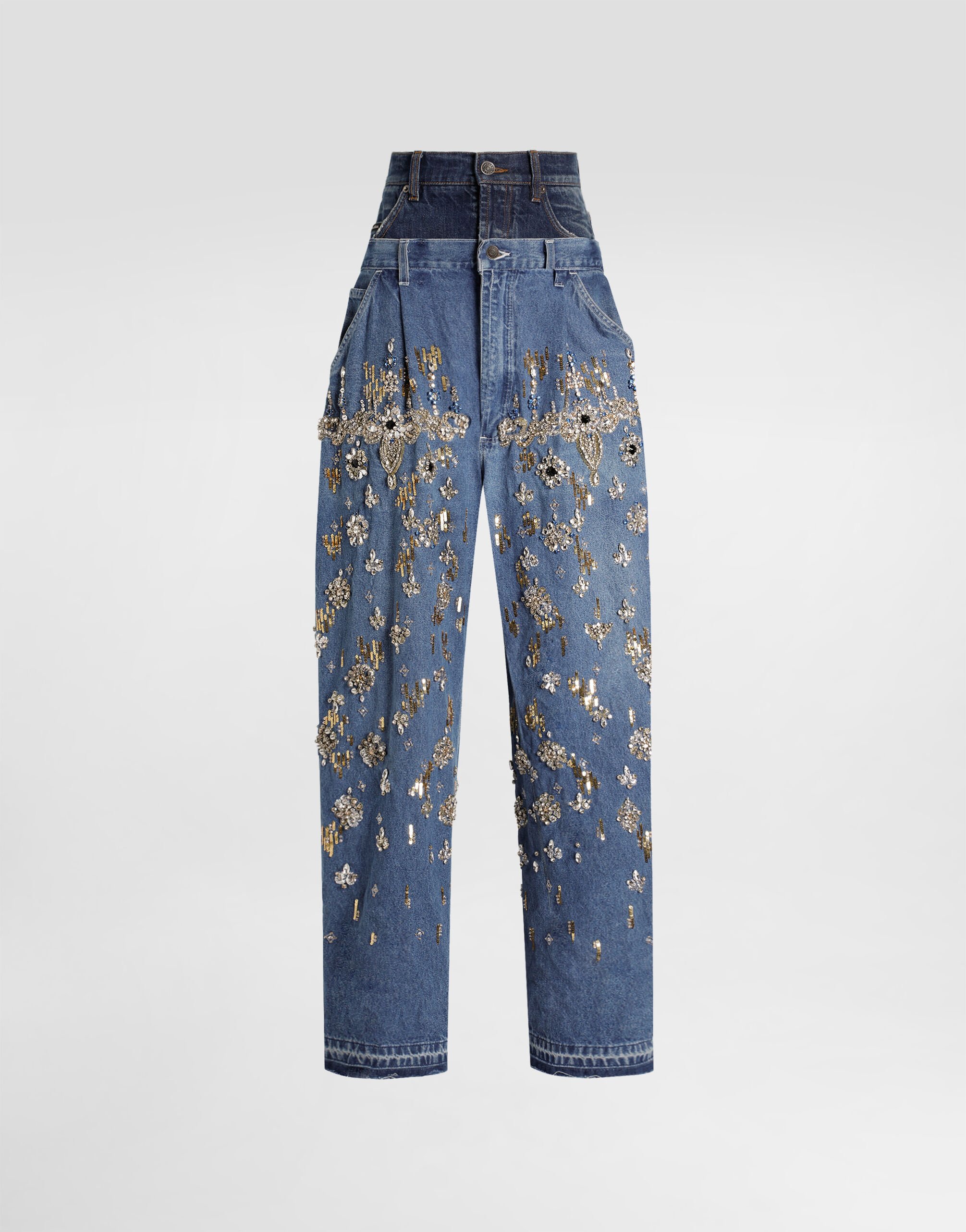5-pocket embroidered denim jeans in Multicolor for Women