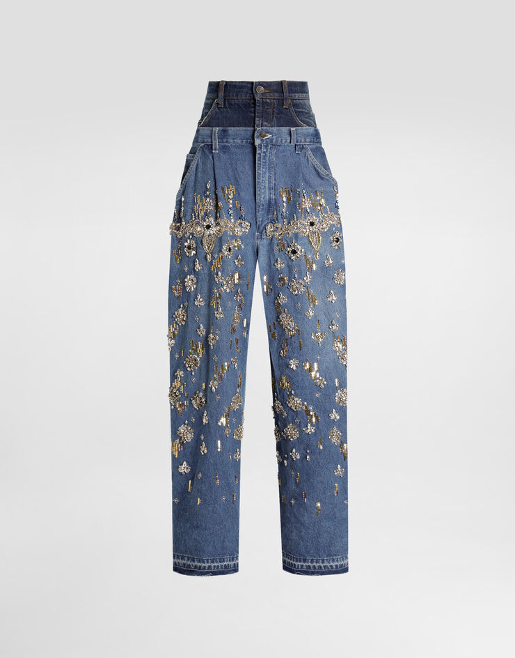 Dolce & Gabbana 5-pocket embroidered denim jeans Multicolor FTDF9ZG8OG1