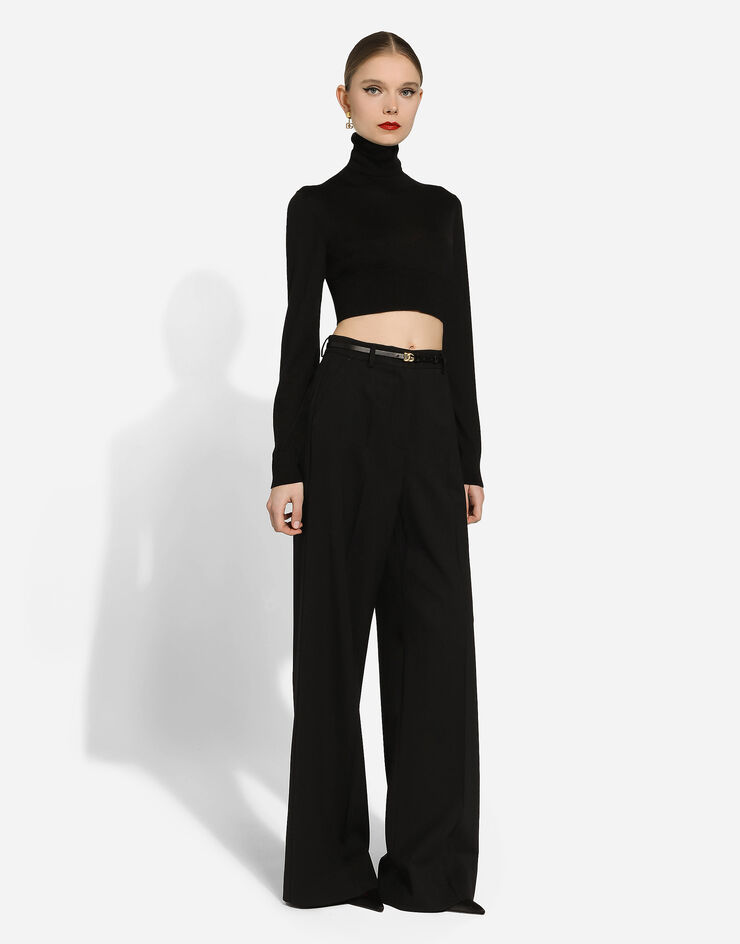Dolce & Gabbana Palazzohose aus Twill Schwarz FTCP1TFUBGC