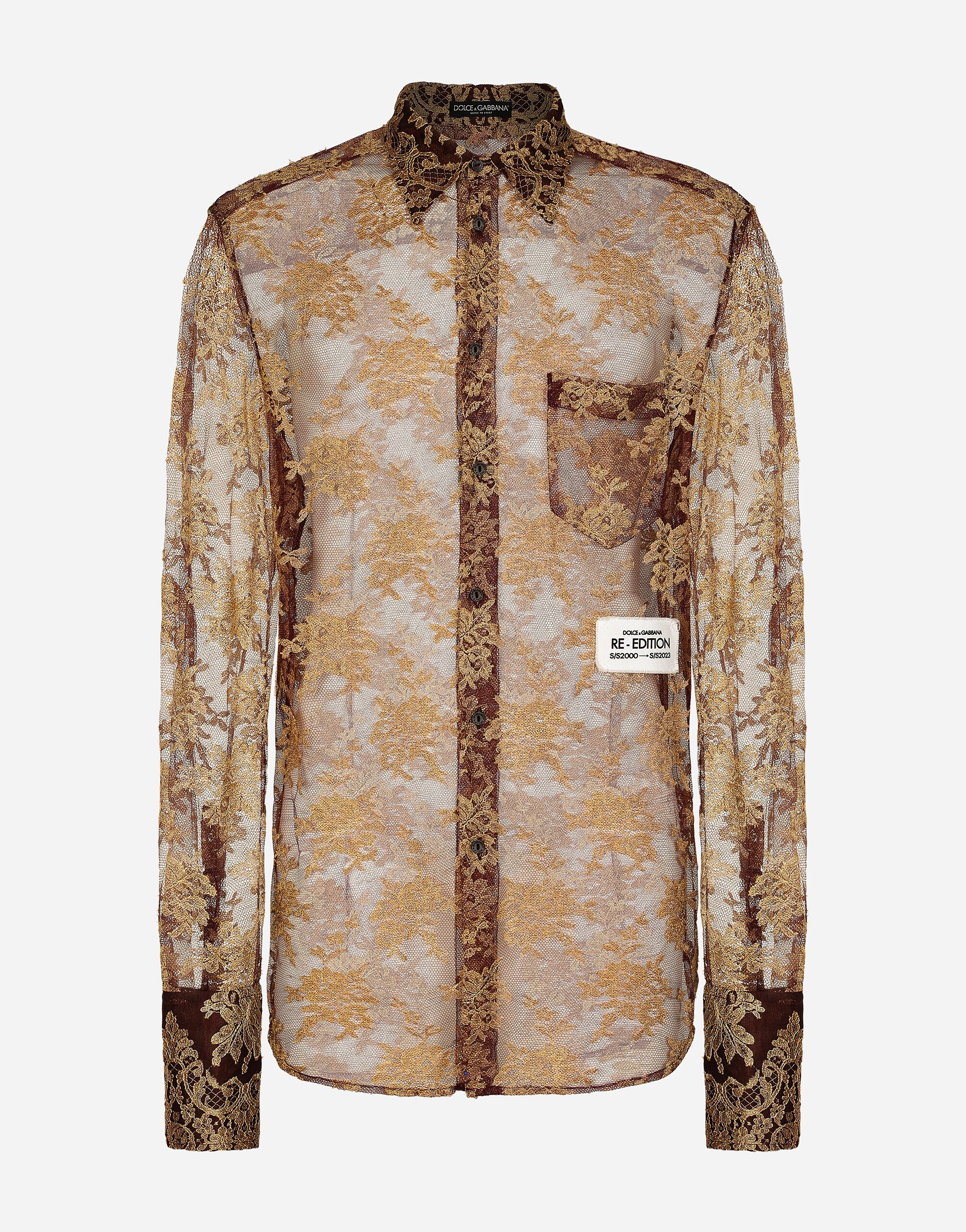 Dolce & Gabbana Camisa de encaje floral Plateado WNG101W0001