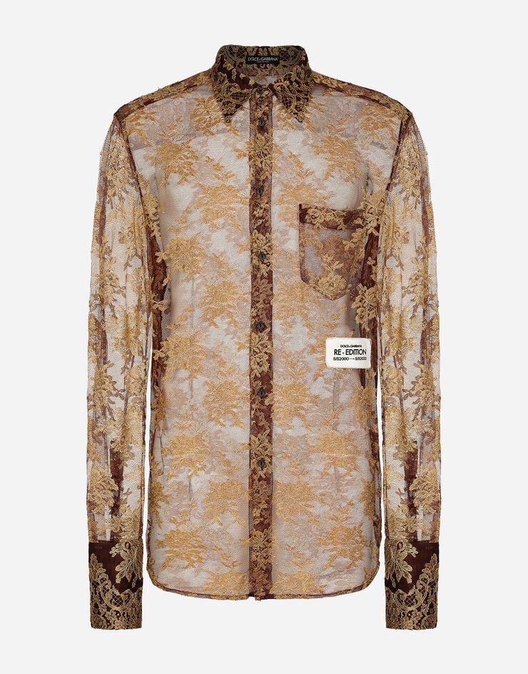 Dolce & Gabbana Hemd aus floraler Spitze Mehrfarbig G5KO4TGG127