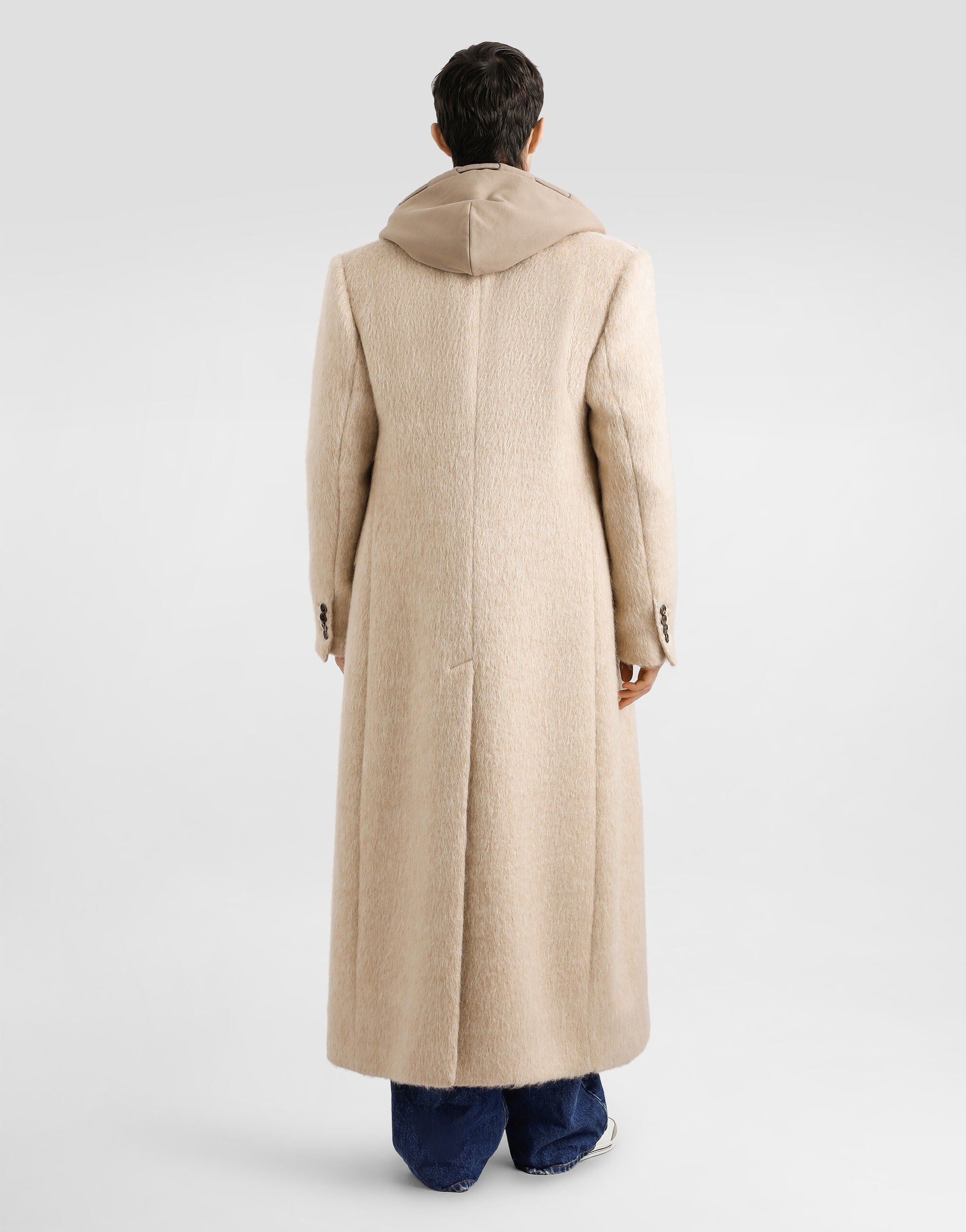 Long-haired mohair blend double-breasted coat in Multicolor for