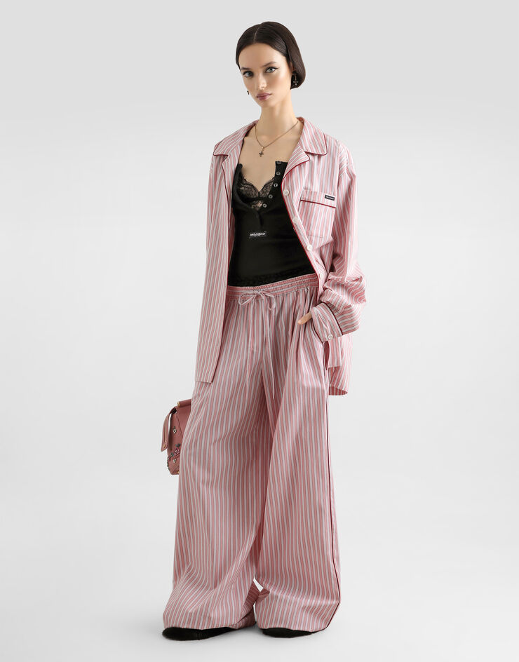 Dolce & Gabbana T-shirt serafino en coton côtelé Black F8W44TFU7AV