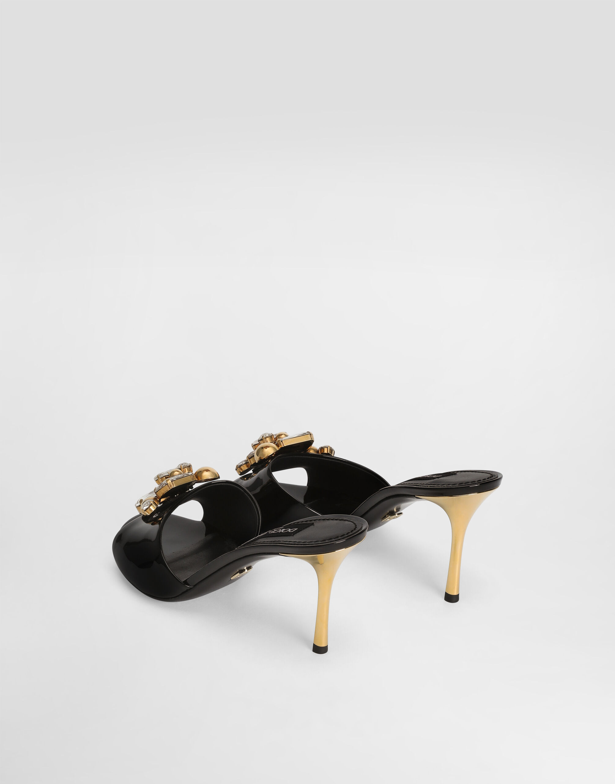 ドルチェ&ガッバーナ　ドルガバ　ミュール　ウッドヒール　リボン　レザー　38 Keira patent leather embellished mules in Multicolor for Women