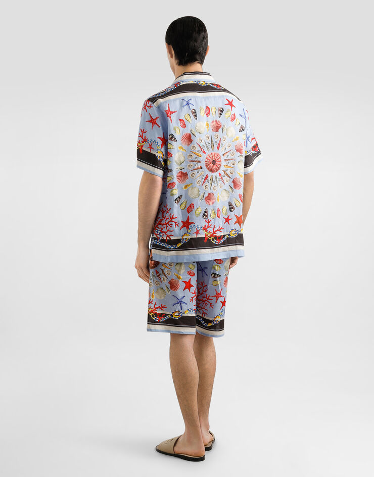 Dolce & Gabbana Shell-print hawaii linen canvas shirt Multicolor G5JH9TFP4NR
