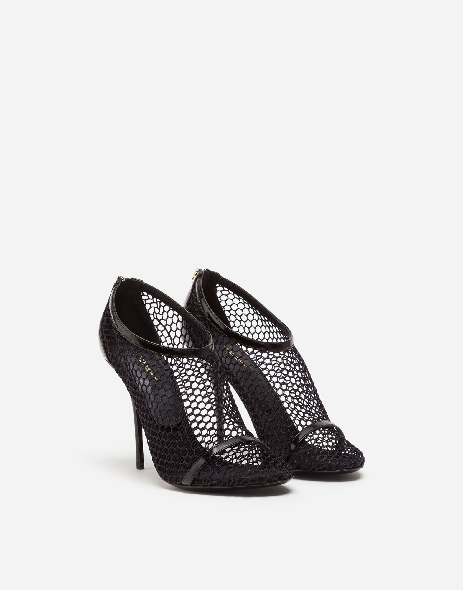 ブラックのウィメンズ サンダル メッシュ シャイニーカーフスキン | Dolce&Gabbana®