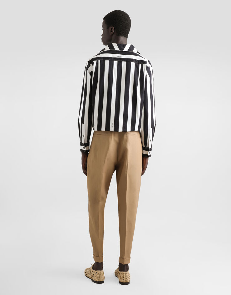 Dolce & Gabbana Cotton drill shirt with striped print Multicolor G5MW6TFSFOC