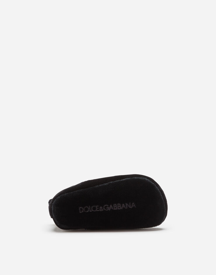 Dolce & Gabbana Pantofola in velluto con patch corona Nero DK0070AE328