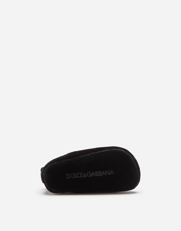 Dolce & Gabbana Velvet slippers with crown patch Black DK0070AE328