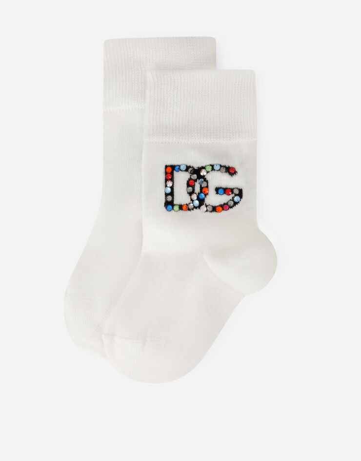 Dolce & Gabbana Cotton socks with DG logo Multicolor LBKA99JACMV