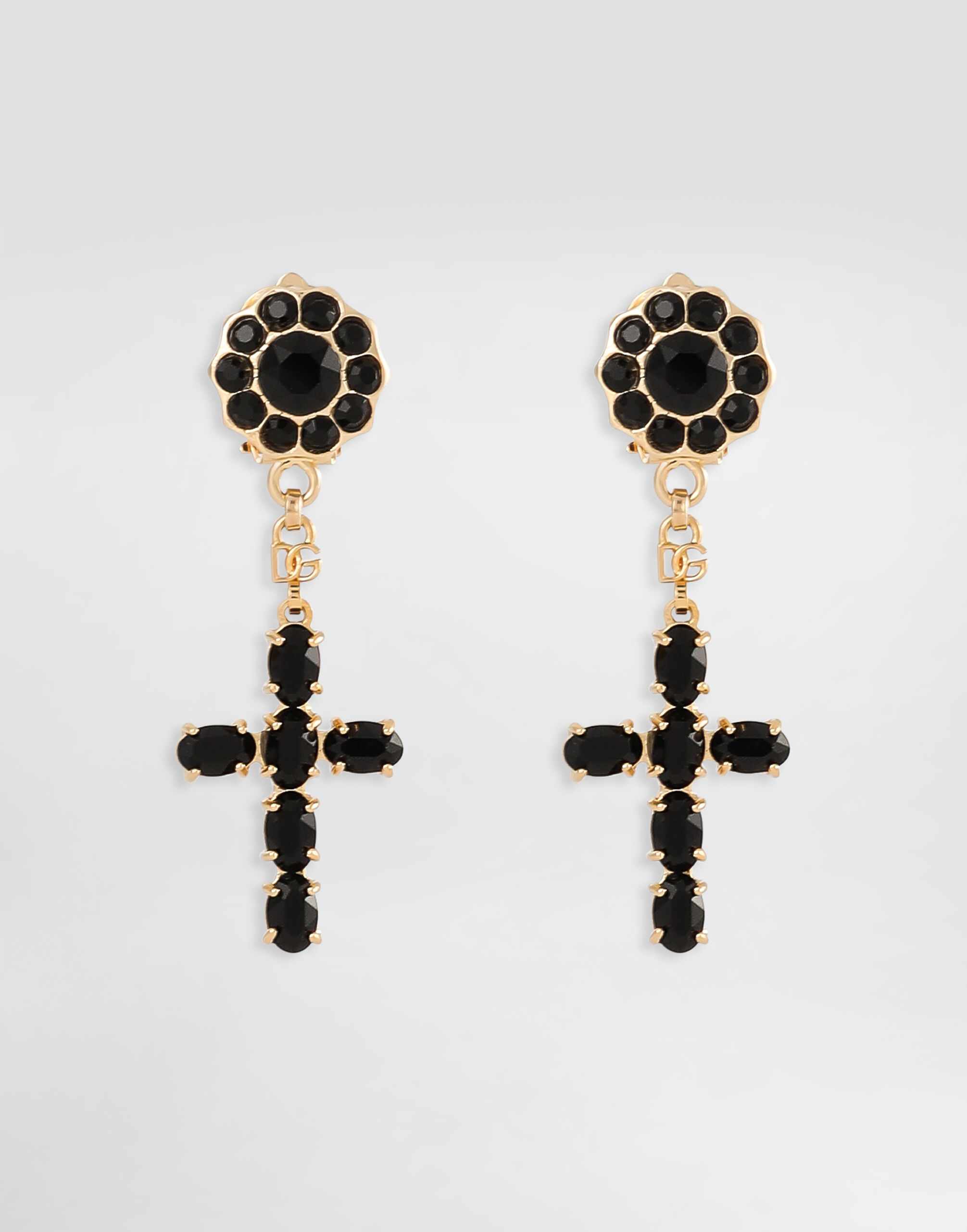 Drop earrings with crosses in Black for Women | Dolce&Gabbana®