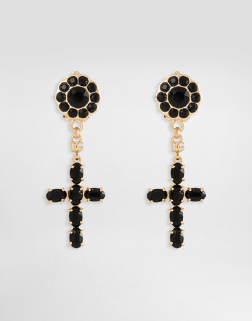 Dolce & Gabbana أقراط متدلية بصلبان أسود WEQ4S3W1111