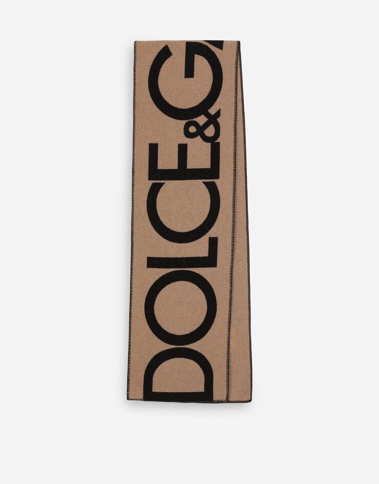 Dolce & Gabbana Bufanda de lana jacquard con logotipo Dolce&Gabbana Beige GQ289EG2JAQ