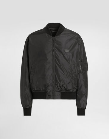 Dolce & Gabbana Padded technical fabric bomber jacket with tag Black G9BOATGJ218