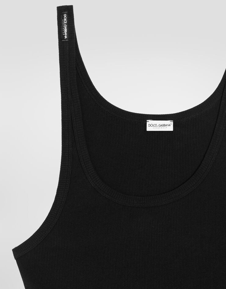 Dolce & Gabbana Fine-rib cotton singlet Black M8C19JONN96