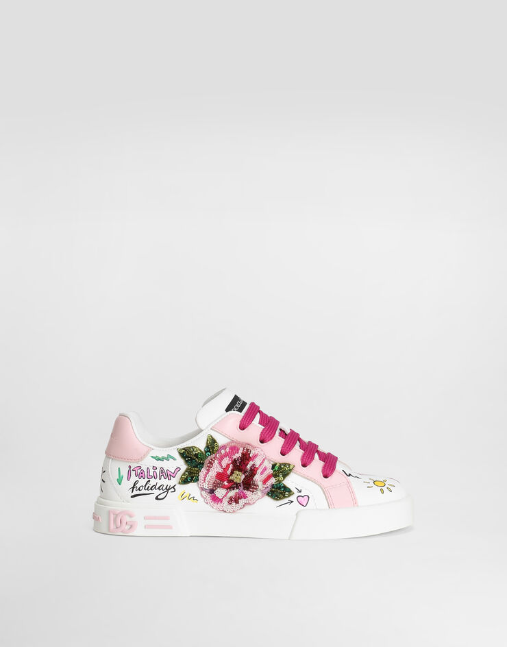 Dolce & Gabbana Sneakers Portofino Light in pelle di vitello stampata Multicolore D10951A6O58