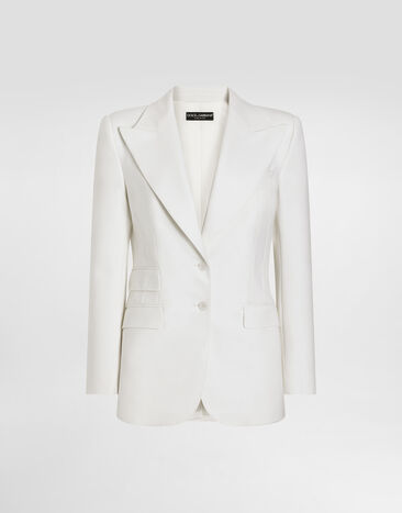 Dolce & Gabbana Single-breasted woolen Turlington blazer White F29Z8TFUCCS