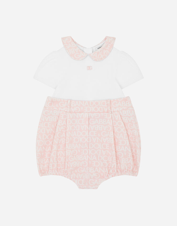 Dolce&Gabbana Pelele de punto y popelina con estampado Logomania Multicolor L2JO1WG7KS7
