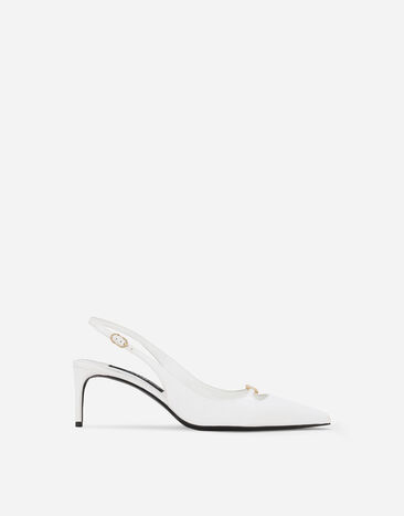 Dolce & Gabbana Zapato destalonado de napa sedosa con logotipo DG Blanco CG0796A1953