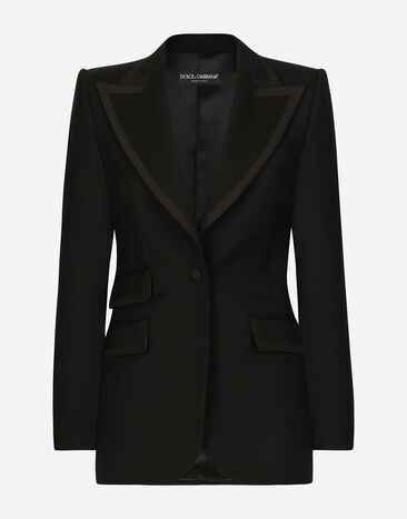 Dolce & Gabbana Single-breasted twill Turlington tuxedo jacket Black F290XTFU28D