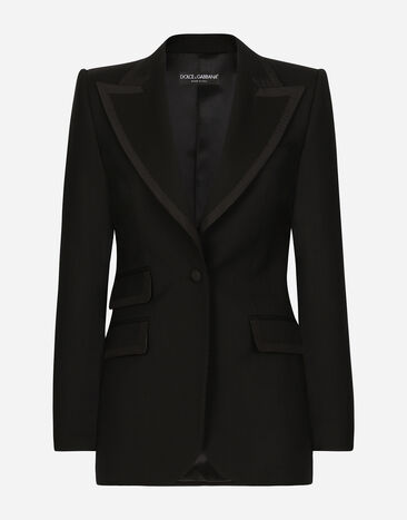 Dolce & Gabbana Chaqueta Turlington de esmoquin con botonadura sencilla de sarga Negro F290XTFU28D