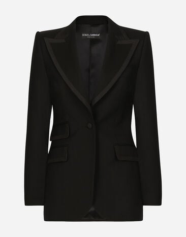 Dolce & Gabbana Однобортный пиджак-смокинг Turlington из саржи Отпечатки F29UDTIS1P4