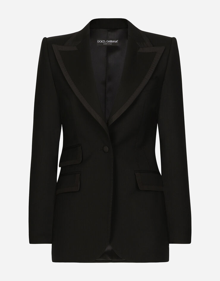 Dolce & Gabbana Single-breasted twill Turlington tuxedo jacket Black F29EFTFUBGC