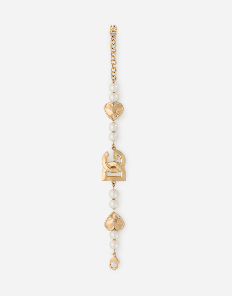 Dolce & Gabbana Bracelet with hearts and DG logo Gold WBQ6L3W1111