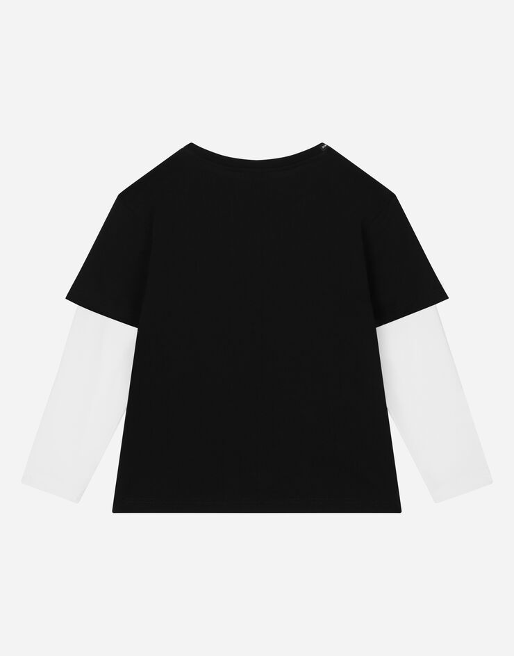 Dolce & Gabbana Long-sleeved jersey T-shirt with logo print Multicolor L4JTCYG7KK1