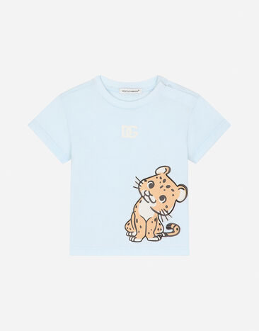 Dolce & Gabbana Jersey T-shirt with DG logo and leopard White L1JTIEG7N8T