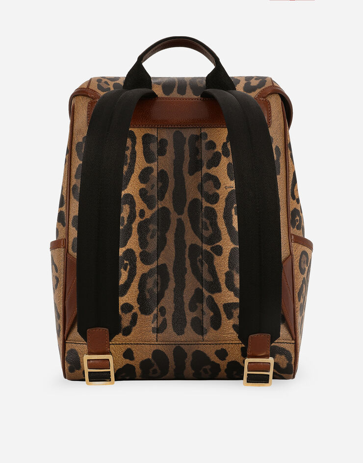 Dolce & Gabbana Leopard-print Crespo backpack with branded plate Multicolor BB7086AW384