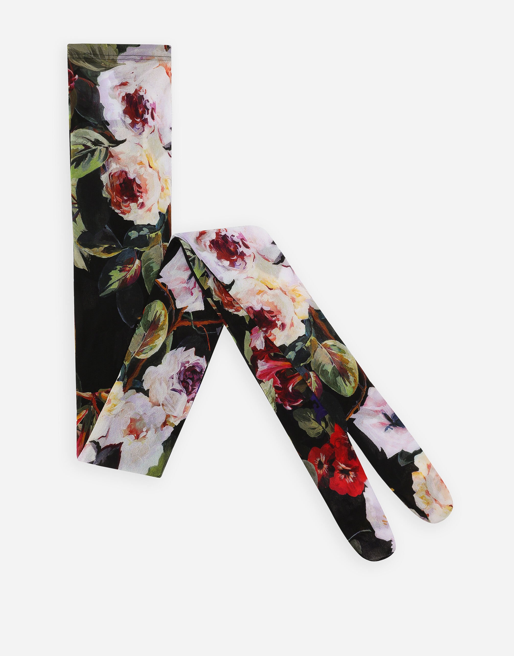 Dolce & Gabbana Tulle tights with rose garden print Crystal WEQ2D6W1111