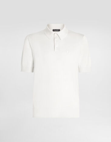 Dolce & Gabbana Poloshirt aus Seide mit Logostickerei Weiss GXZ02ZJBSK3