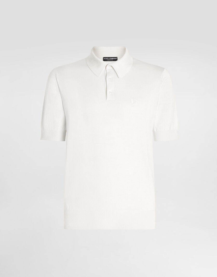 Silk polo-shirt with logo embroidery