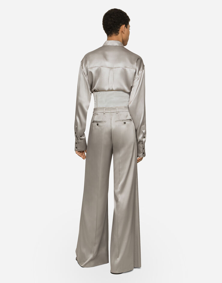 Dolce&Gabbana Camisa oversize de seda Gris G5LE5TFU1AU