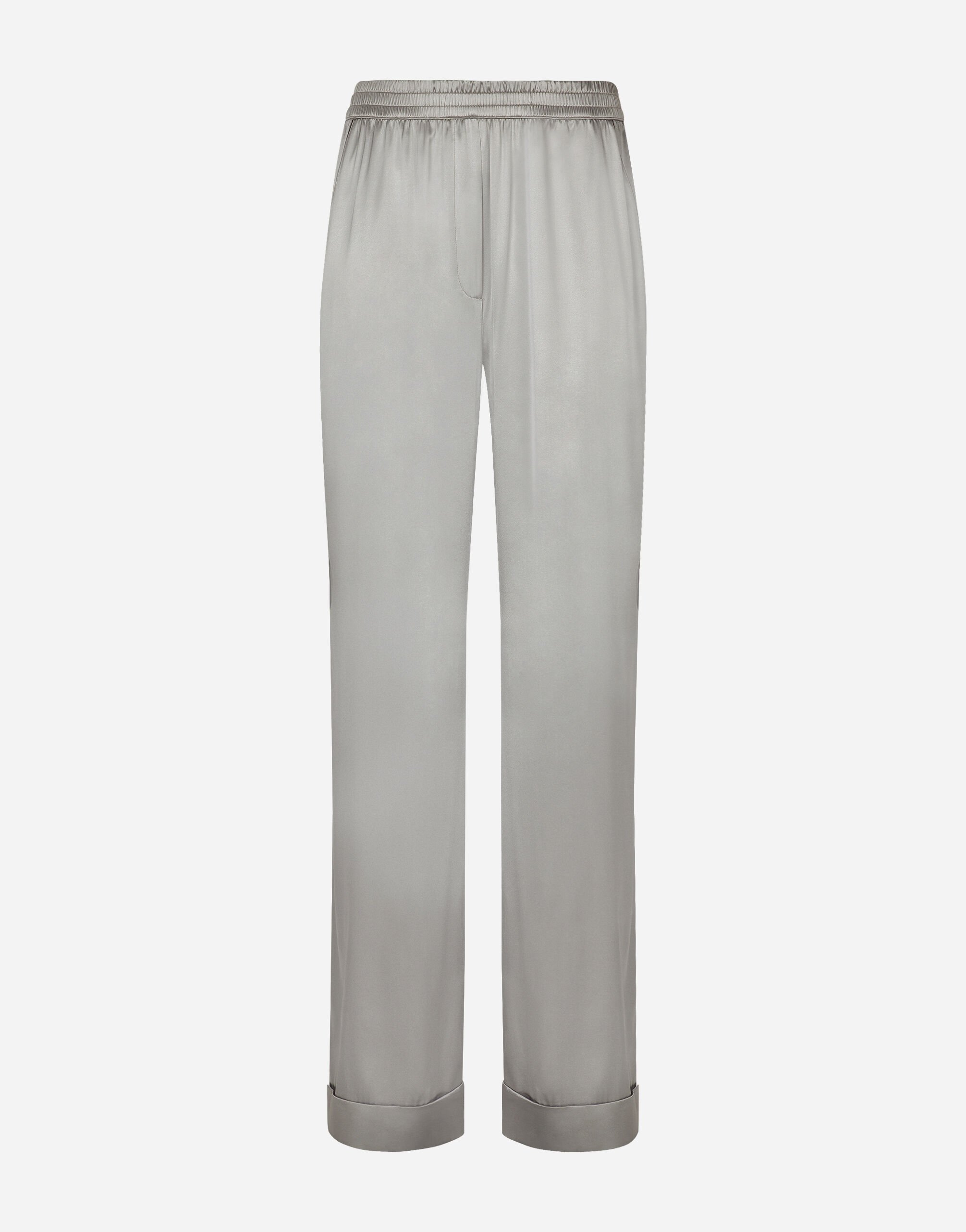 KIM DOLCE GABBANA Satin pajama pants with piping in Grey for