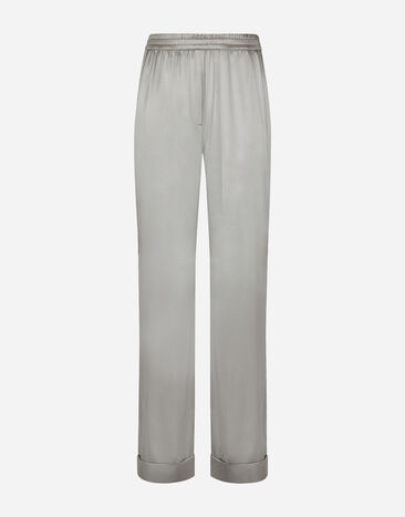 Dolce & Gabbana KIM DOLCE&GABBANA Pantalón tipo pijama de raso con ribetes Gris FTCWXTFUACD